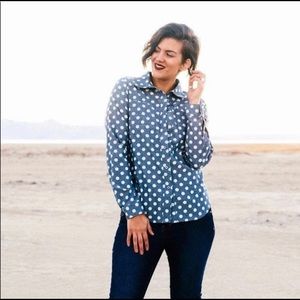 Hazel blues Polka Dot Chambray- Long Sleeve Shirt